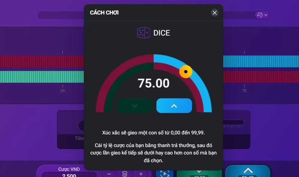 Chi tiết về thao tác cược trong Dice K8cc